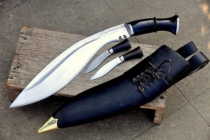 13 Blade Gorkha Traditional Historic Kukri - Khukuri Tactical Survival Camping Tool - High Carbon Steel Blade Knife with Leather Sheath