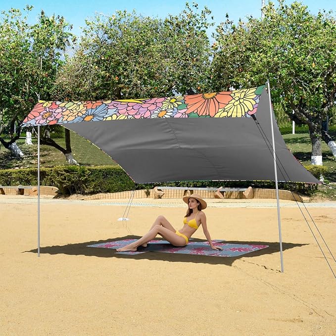 Cute Lovebird1 Beach Cabana Tent UPF50+ Protection Lightweight Sun Shelter with Sturdy Poles Sandbags and Shovel for Camping Trips Fishing Backyard Fun or Picnics