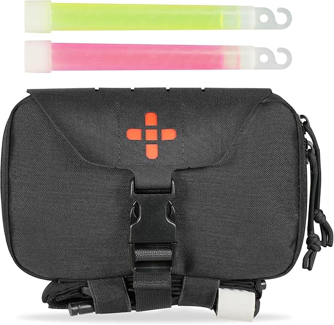 Ifak Pouch-Rapid Deployment Tactical MOLLE Trauma Kit Pouches Quick Release Tear-Off Medical First Aid Kit Organiser with Red Immediate Identify for Emergency Surviva.