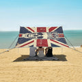 ALAZA Skull and British Flag Beach Tent Sun Shelter UPF50+ Protection Beach Shade Canopy w/ 4 Sandbags for Outdoor Camping Fishing Backyard Fun Picnic 10x9 ft