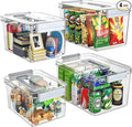 Plastic Storage Bins with Lids Stackable organization and Storage Containers for Organizing Snacks Crafts Tools Clear Storage Box with Latching handle(Clear 2PCS-4.5QT 2PCS-8.5QT)