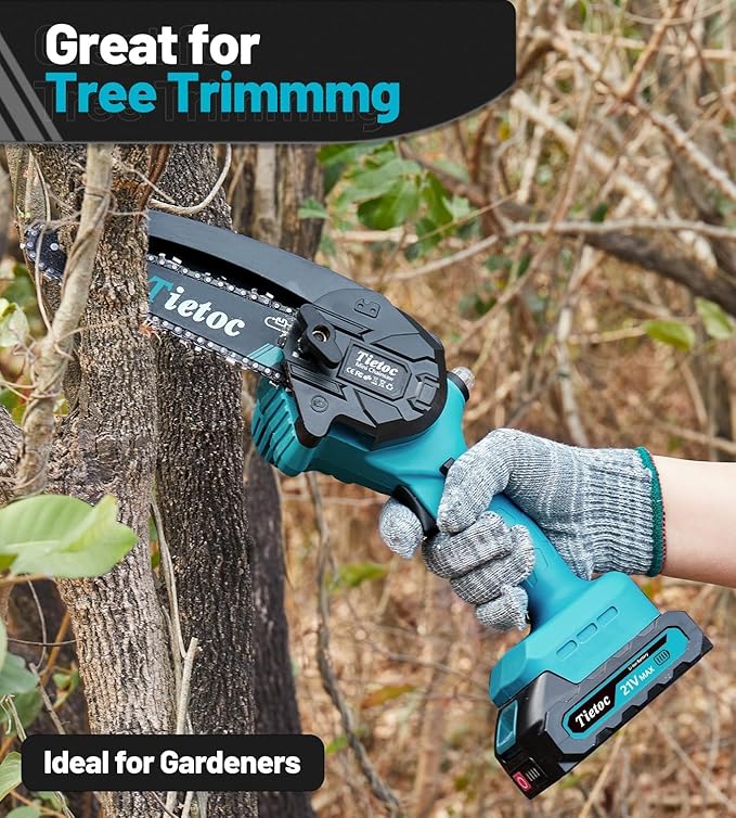 Tietoc Mini Chainsaw 6 Inch Cordless Portable Electric Chain Saw Small Handheld Battery Powered Super Saws Stocking Stuffers for Adults Men Gifts for Men Dad Husband Fathers Women Mom 2025