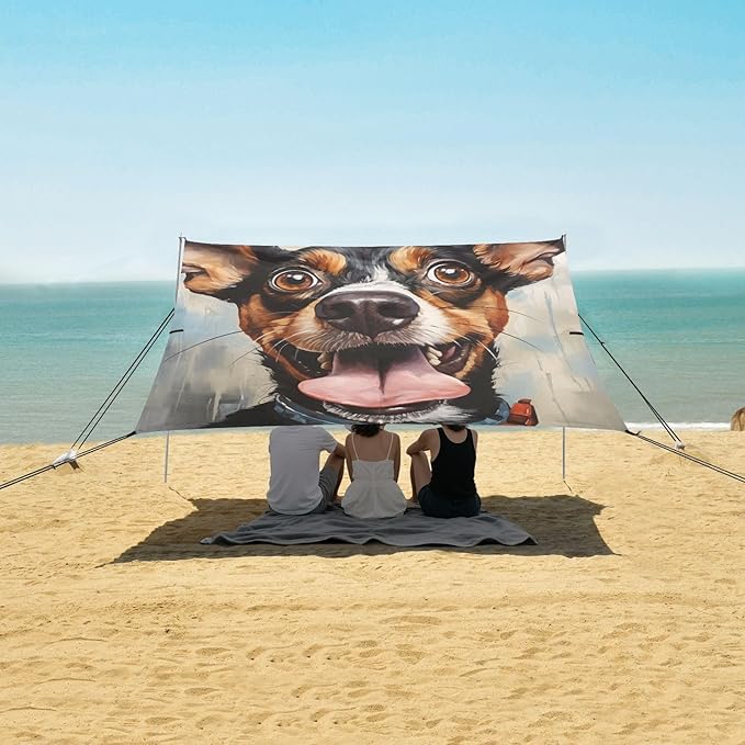 ALAZA Funny Dog Print Beach Tent Sun Shelter Portable Canopy Sunshade for Outdoor Camping Picnics Backyard Fun 10x9 ft