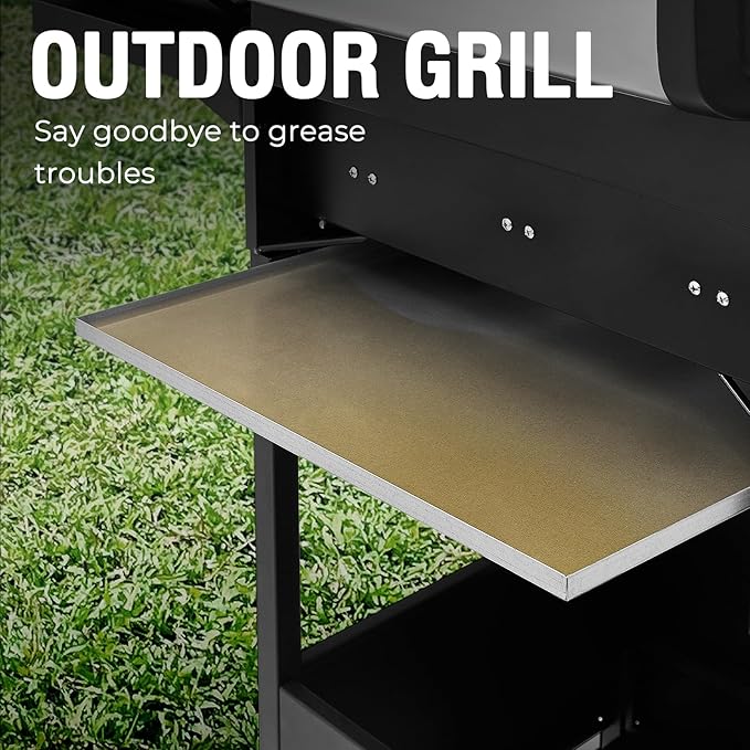 Lyromix 3 Burners Gas Grill with Side Burner Propane Grill with Wheels and Storage Outdoor Gas BBQ with Oil Tray and Thermometer for Patio and Party 37000 BTU