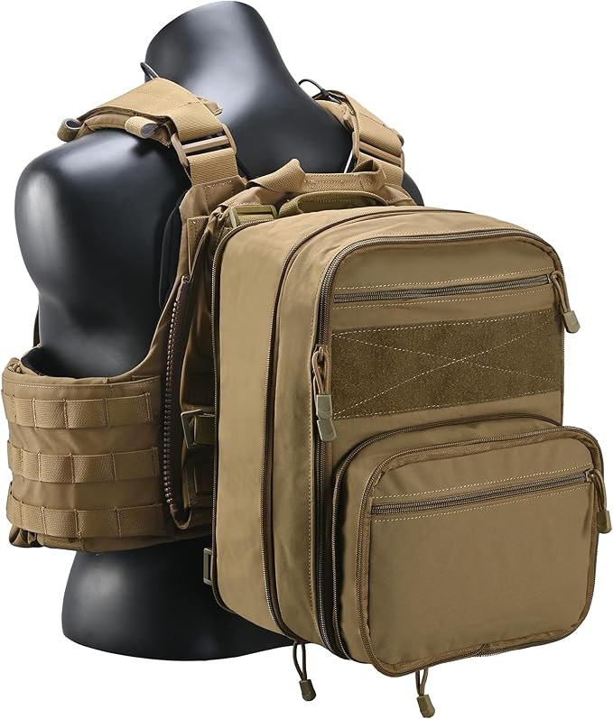 Tactical Expandable Flatpack Chest Rig Backpack MOLLE Assault Pack Hydration Pack for PC Vest (Coyote Brown)
