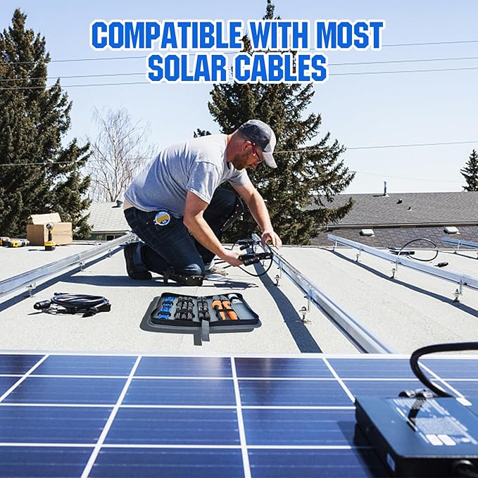ECO-WORTHY Solar Crimper Tool Kit 13 PCS Solar Tools - a Crimper 10 Pairs of Solar Connectors 2 Pairs of Solar Connector Spanner Wrench for Solar Panel Cable Assembly and Installation