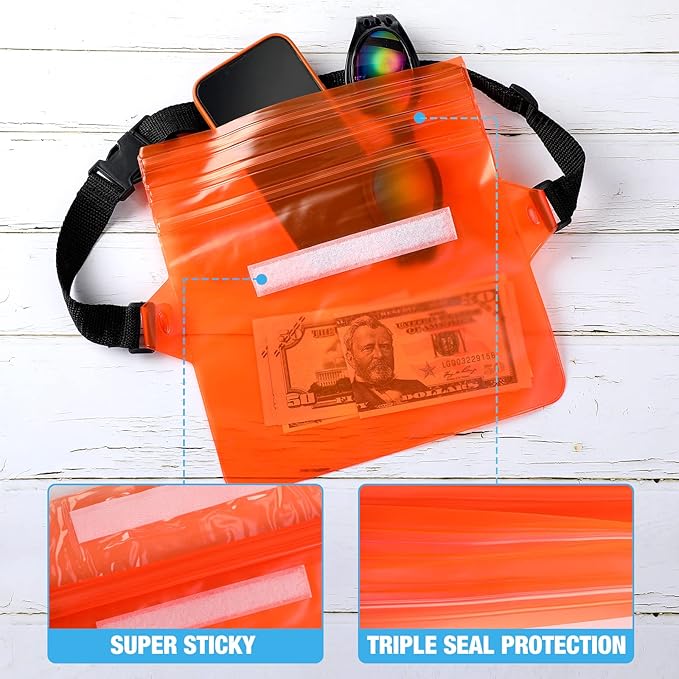 24 Pcs Phone Waterproof Pouch Bag with Waist Strap Waterproof Fanny Pack Keep Your Phone and Valuables Safe and Dry for Beach Accessories Kayaking Swimming Boating Snorkeling Pool Water Park 12 Color