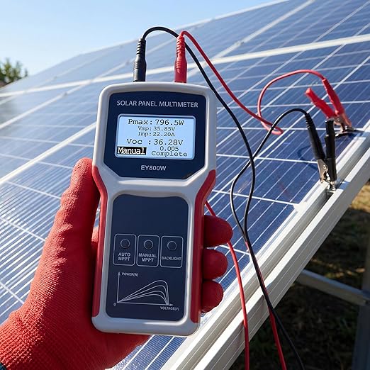 Solar Panel Tester/EY800W Solar Panel Meter/PV Testing Instrument Ultra Open Circuit Voltage Auto/Manual MPPT Clear LCD