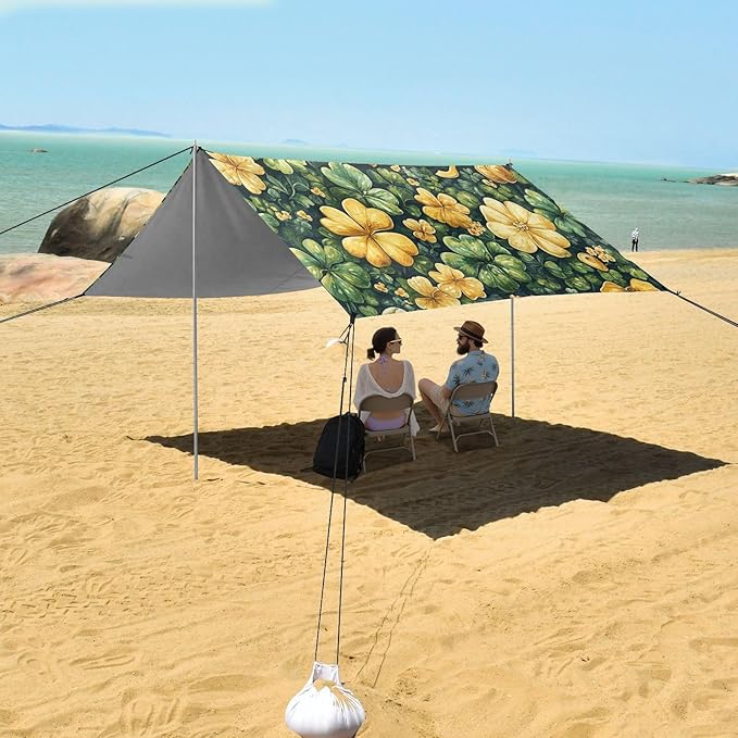 St Patrick's Day Lucky Clovers Beach Tent Sun Shelter Set UPF50+ UV Protection 10.5 x 9.19 FT Camping Shade Canopy with Sandbags Sand Anchors Carrying Bag and Others