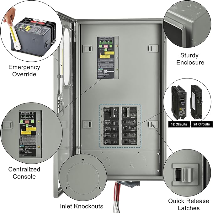 Nature's Generator Pre-Wired 120V/240V 50A 12 Circuits Automatic Transfer Switch