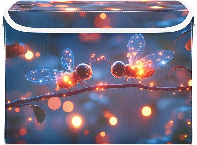 AIXIWAWA Lidded Storage Cube (Shining Forest Animal) Fabric Foldable Closet Bins with Flip Lid and Handles Organizer Basket Container 16.5 x 12.6 x 11.8 IN