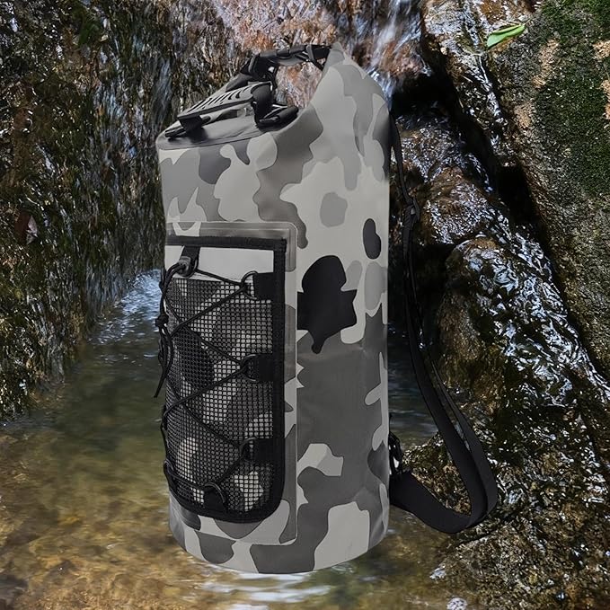 Waterproof Dry Bag Storage Bag with Handle Versatile Backpack for Travel Hiking Fishing Rafting Boating- Gray