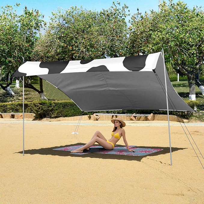 ALAZA Cow Pattern Beach Tent Sun Shelter Portable Canopy Sunshade for Outdoor Camping Picnics Backyard Fun 10x9 ft