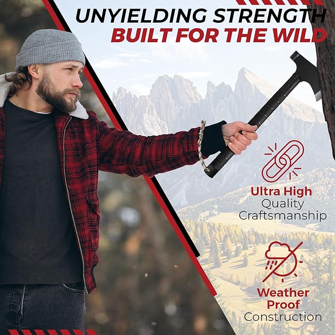 Bushcraft Hatchet - Multi-Tool Camping Hatchet with Firestarter and Saw | Portable Survival Gear | Hiking and Emergency Tools | All-in-One Backpaging Axe for Outdoor Adventures
