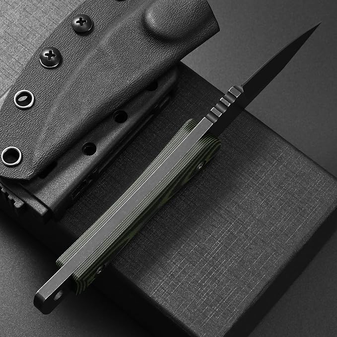 Ccanku C1390 Fixed Blade Knifes 7.3-Inch Outdoor Survival Tools D2 Blade Steel &amp G10 Handle with Kydex Sheaths Clip for Outdoor Activities Camping Bushcraft and Hunting(Black)