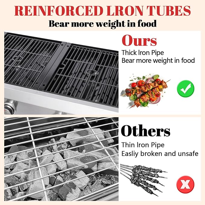 4-Burner Propane Gas Grill and Griddle Combo Stainless Steel Propane Grill 36900 BTU Outdoor Cabinet Style with Wheels Wire Rack and Two Foldable Side Table (2 Grill Pans + 2 Grills)
