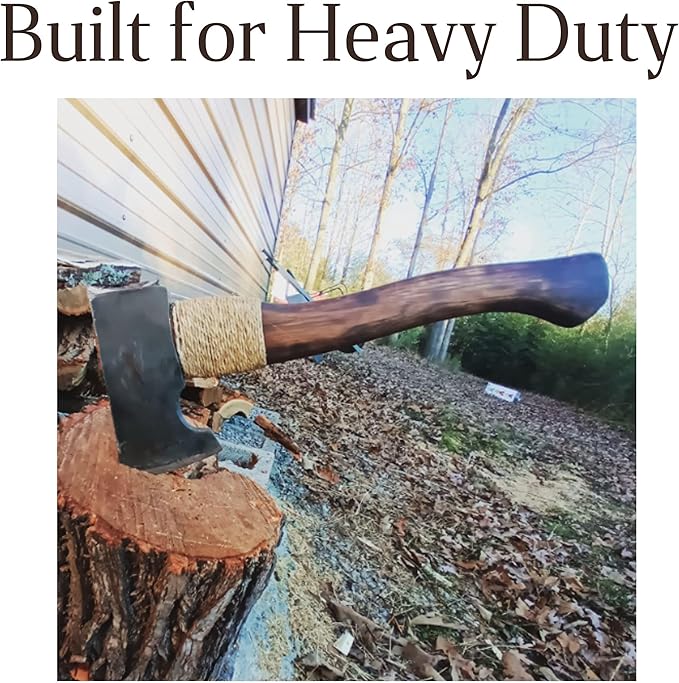 2 Pack American Hickory Axe Handle Replacement for 14 Axes That use 1-1/4 Pound Heads Complete Set with Wooden and Steel Wedges - Hatchet Handle Replacement - Hickory Hatchet Handle Replacement Axe