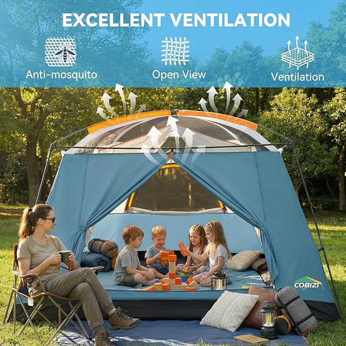 COBIZI 4-6-8-10 Person Camping Tent Spacious Family Tents for Camping Ideal Hiking 3500mm Waterproof Double-Layer Windproof Tent for Hiking &amp Backpacking
