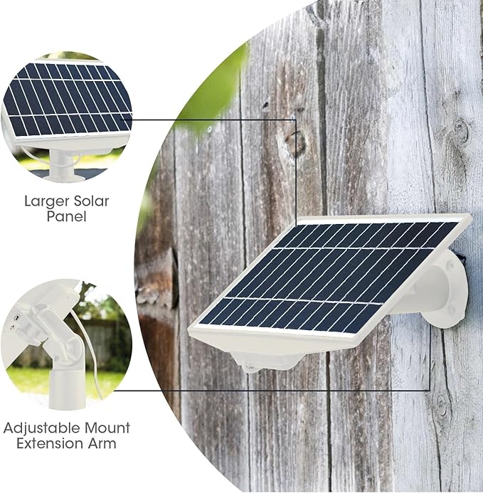 Leaf10 8W Solar Panel for Ring Outdoor Cam Stick Up Cam &amp Spotlight Cam – High-Power Outdoor Solar Charger with USB-C &amp DC Barrel Plug IP67 Weatherproof Designed in California (White)