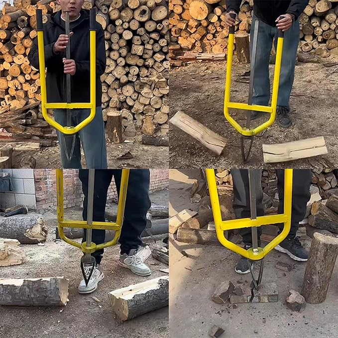 Portable Manual Log Splitter Firewood Kindling Tool for Outdoor Wood Splitting Triangular Large Arc Design Inertia Wedge Axe for Camping Farm &amp Home Use Wilderness Survival