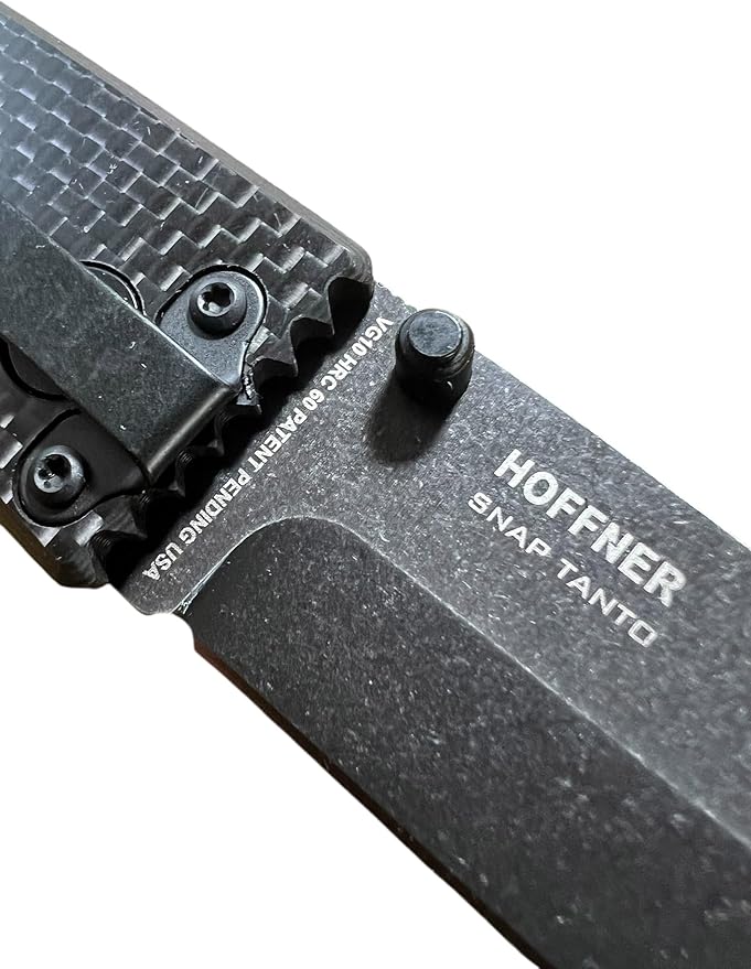HOFFNER 3.5 EDC Folding Knife with Pocket Clip VG10 Japanese Stainless Steel Black Acid Washed Tanto Blade - (Carbon Fiber 3D Smooth Texture Grip) - Camping Hiking Outdoor Survival
