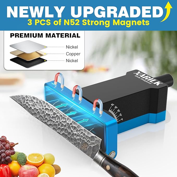 Upgraded Rolling Knife Sharpener Kit – Adjustable 10 – 40° Removable Diamond Stones (320# 800# 2000#) Compact &amp Portable – Premium Knife Sharpening System for Kitchen &amp Outdoor Use