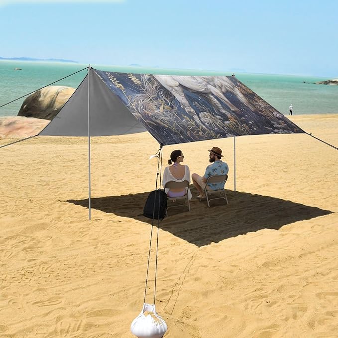 ALAZA Wild Moon Unicorn Beach Tent Sun Shelter Portable Canopy Sunshade for Outdoor Camping Picnics Backyard Fun 10x9 ft