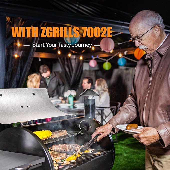 Z GRILLS Wood Pellet Smoker Grill 8 in 1 BBQ Grill with Auto Temperature Control 697 sq in Cooking Area for Backyard Patio and Outdoor Cooking 7002E Sliver