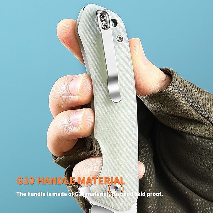 Pocket for Men Knife D2 Steel &amp G10 Handle 3.54 Blade Length Pocket Knives With Clip &amp Folding Knives - EDC Camping Fishing Outdoor Jade