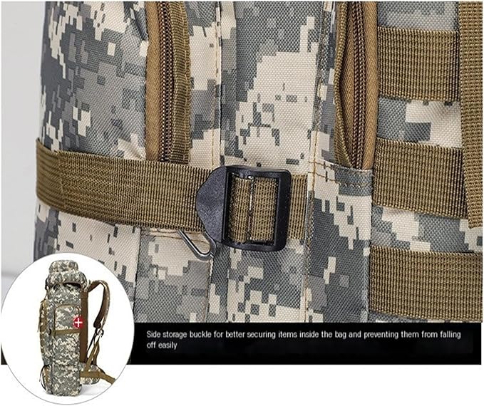 80L Tactical Backpack Camouflage Large Capacity Water-resistant Hiking Bag Outdoor Sports(Brown green)