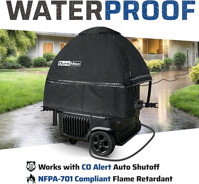 DuroMax DMX-GTV Inverter Generator Running Cover – Weatherproof Vinyl Canopy for Inverter Generators Fire- &amp Wind-Resistant Universal Fit Protection