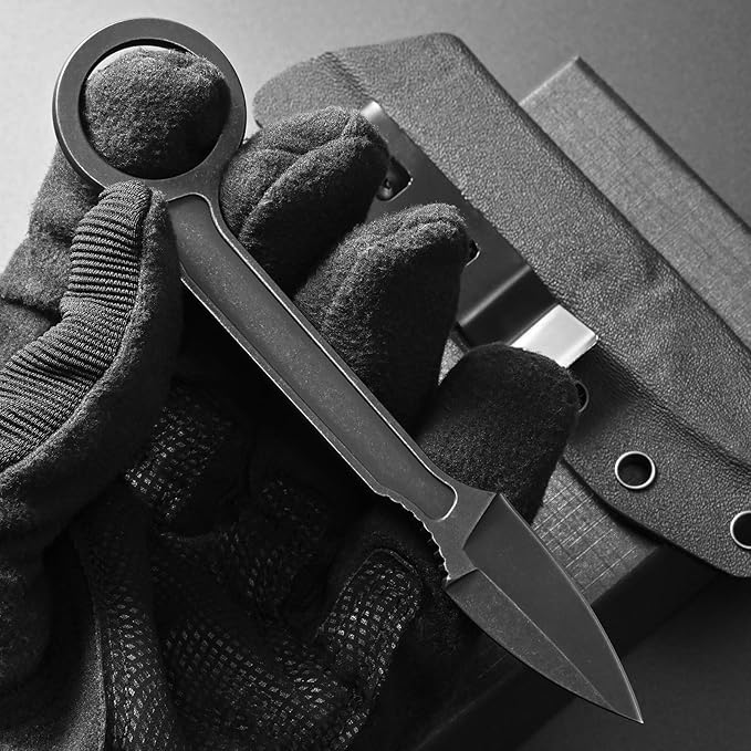 Ccanku C1134 Fixed Blade Knife D2 Blade Stainless Steel Handle Claw Knife for Survival Camping Outdoor EDC Tool with K Sheath(Blade)