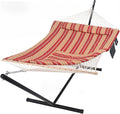 SUNCREAT Hammocks Portable Hammock with Stand Hammock with Stand 2 Person Heavy Duty for Bedroom Backyard Patio Balcony Red Stripe