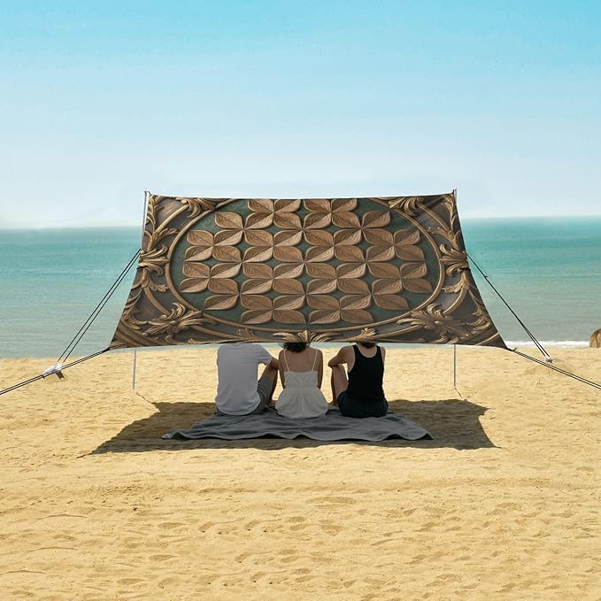 xigua St. Patrick's Day Beach Tent Sun Shelter with Carrying Bag - Silver Coated Oxford Fabric Beach Canopy for Beach Camping Fishing - Includes Windproof Ropes Sandbags &amp Stakes