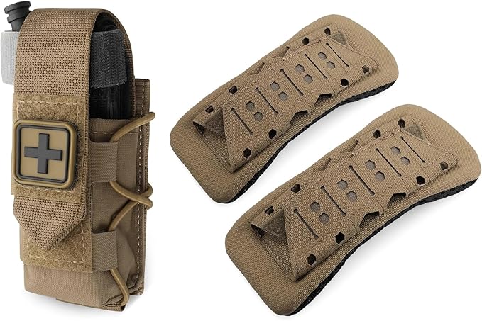 WYNEX 2 Pack Shoulder Strap Pad for Vest Carrier MOLLE Tourniquet Holder Tactical Plate Shoulder Pads Strap Cushion Vest Accessories IFAK TQ Holder Tactical Medical TQ Pouch
