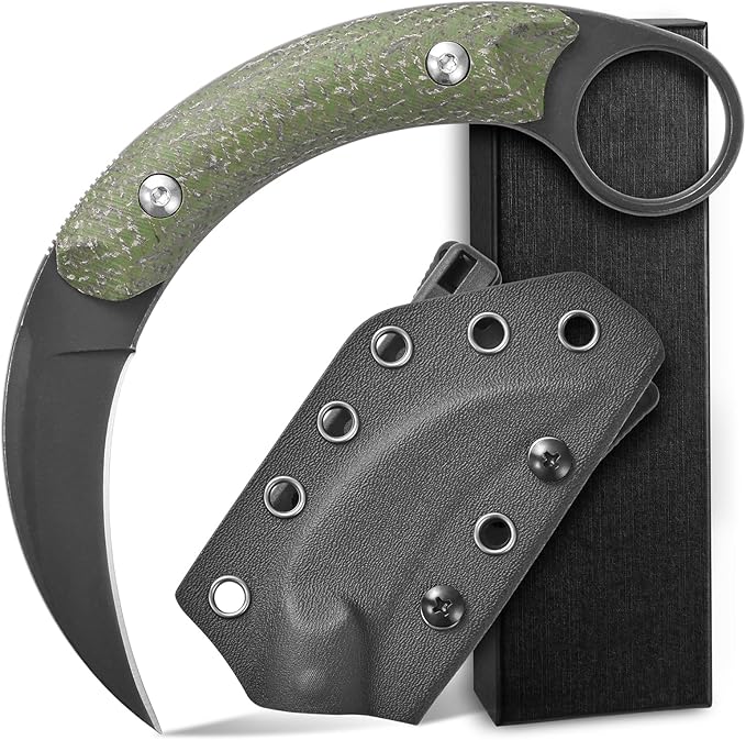 C16901 Fixed Blade Knives D2 Steel Micarta Handle Outdoor Survival Claw KnifeCamping EDC Tools Kydex Sheaths(Green)