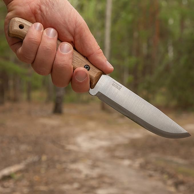 BPSKNIVES Adventurer - Bushcraft Knife - Fixed-Blade Carbon Steel Knife with Leather Sheath and Firestarter - Outdoor Full Tang Knives - Camping Knives - Survival Tactical Camp Knives