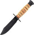 Ontario Knife Company 499 Air Force Survival Knife 5 Sawback Blade with False Top Edge and Blood Grooves Natural Leather Handle and Sheath - 6150 (Color May Vary)Black