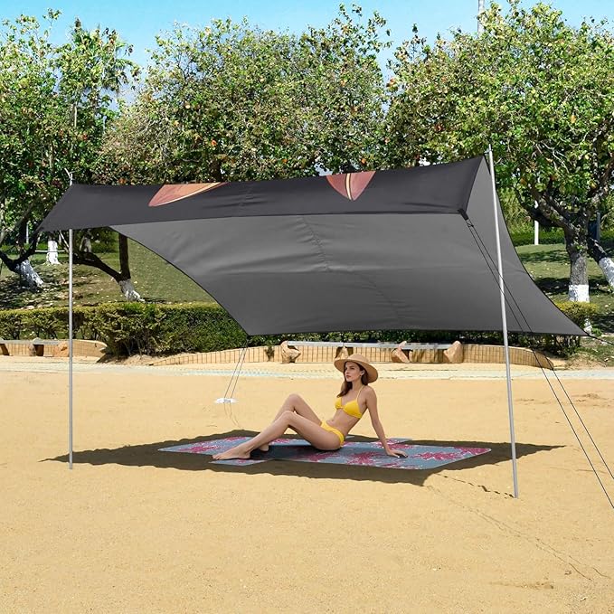 ALAZA Cute Deer with Awesome Flowers Cartoon -Seed 1713421452 Beach Tent Sun Shelter Portable Canopy Sunshade for Outdoor Camping Picnics Backyard Fun 10x9 ft