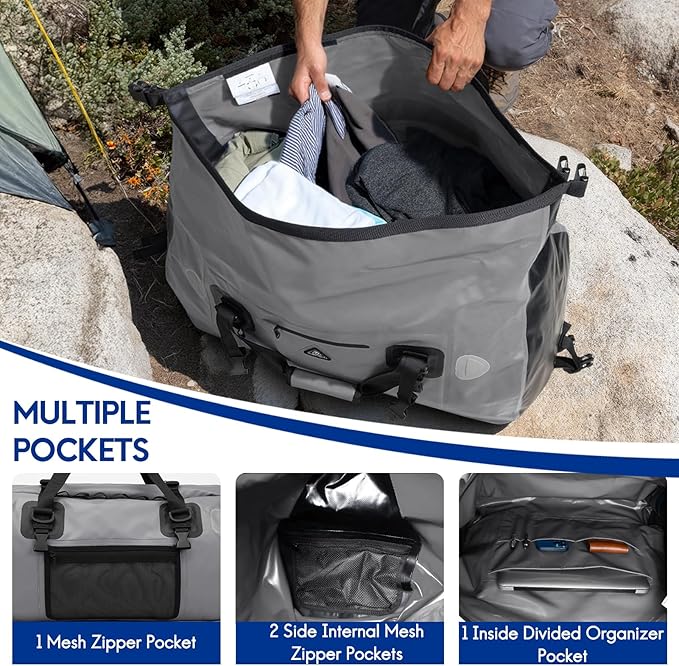 Haimont Waterproof Duffel Bag Roll-top Dry Duffel Bag with Quick-fixed Straps for Motorcycling Rafting Boating SUP Kayaking Travel 50L/70L