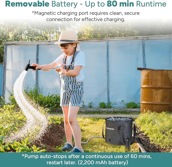 DR.PREPARE Portable Shower for Camping Camping Shower with 4.5 Gallons Foldable Bucket USB Rechargeable Battery 2 Shower Heads Outdoor Camp Showers for Hiking Travel Climbing Pet Cleaning