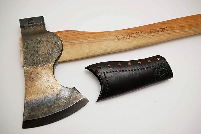 Leather Axe Handle Guard/Collar (Council Tool 2# Wood-Craft Camp Carver 16″ Brown)