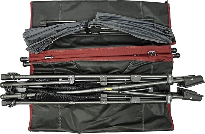 Zenithen Limited Portable Folding Metal Framed Hammock with a Retractable Canopy Perfect for Camping Patio Outdoor and Relaxing Side Pockets Included Red (Pack of 1)