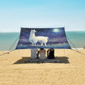 ALAZA Llama Starry Sky Beach Tent Sun Shelter UPF50+ Protection Beach Shade Canopy w/ 4 Sandbags for Outdoor Camping Fishing Backyard Fun Picnic 10x9 ft
