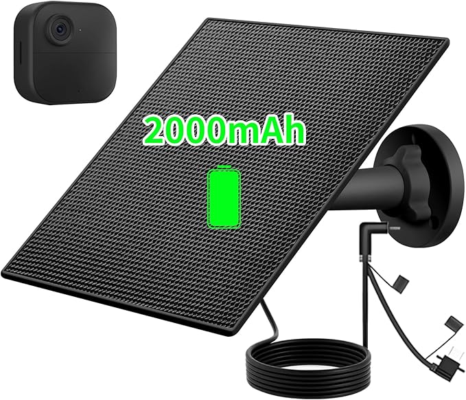B-Link Camera Solar Panel Compatible with B-Link Out Door 4(4th Gen) B-Link Outdoor(3rd Gen) XT3 B-Link XT2/XT Camera B-Link Outdoor Camera Build-in 2000mAh Rechargeable Battery (1Pack)