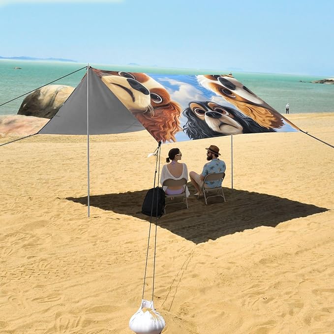ALAZA Dog Faces Beach Tent Sun Shelter Portable Canopy Sunshade for Outdoor Camping Picnics Backyard Fun 10x9 ft