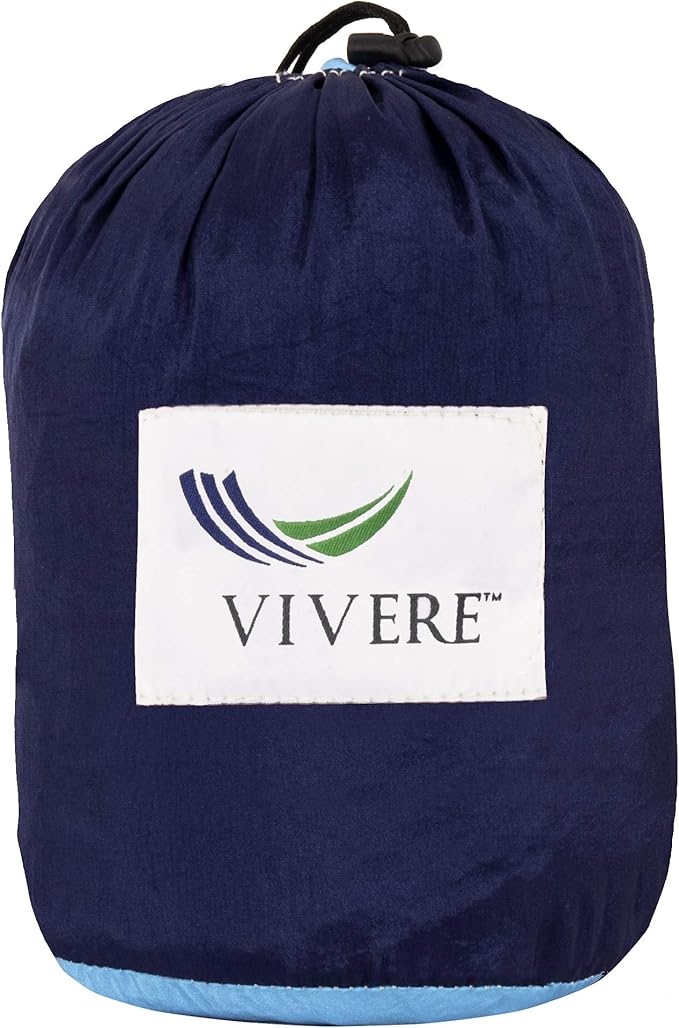 Vivere Double Parachute Camping Hammock Includes Stuff-Sack (Navy/Turquoise)