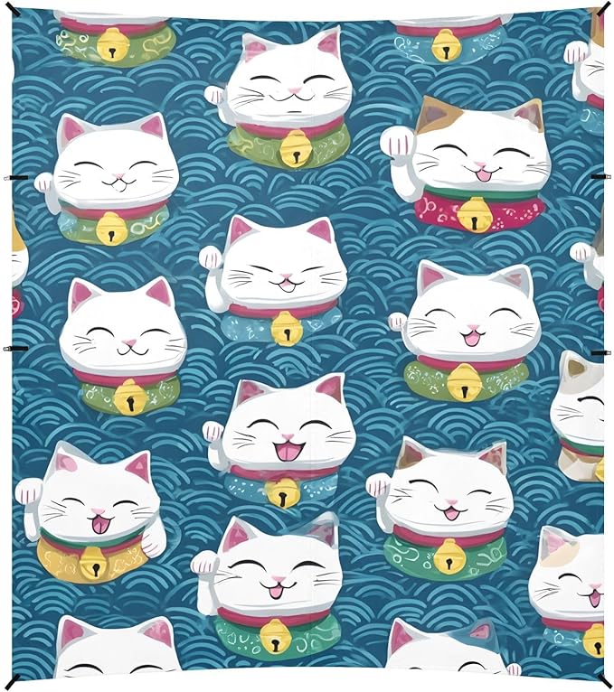 ALAZA Lucky Cat Pattern Beach Tent Sun Shelter Portable Canopy Sunshade for Outdoor Camping Picnics Backyard Fun 10x9 ft