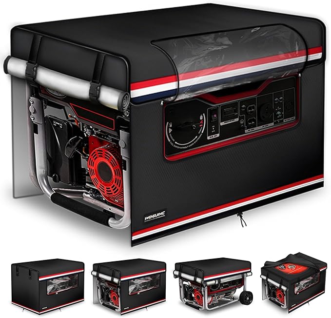 2025 Upgrade 900D+210D Heavy Duty Waterproof. Generator Covers while running. Transparent Viewable Window. 32''L×24''W×24''H. Top Ready To Add Fuel. Black.