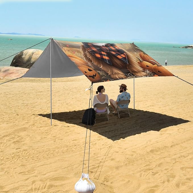 ALAZA Baby Highland Cow Fall Beach Tent Sun Shelter Portable Canopy Sunshade for Outdoor Camping Picnics Backyard Fun 10x9 ft